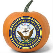 US Navy logo on a painted pumpkin